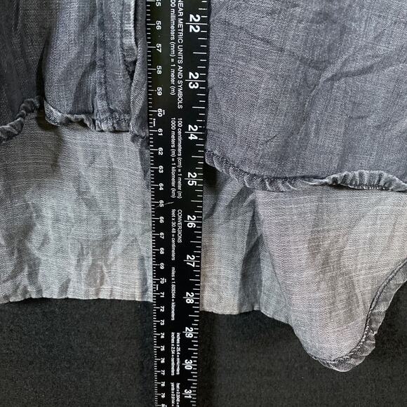 Cloth & Stone Anthropologie Womens Shirt Black Button Down High Low Small - Picture 10 of 14